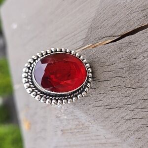 Faceted Garnet Sterling Silver Ring